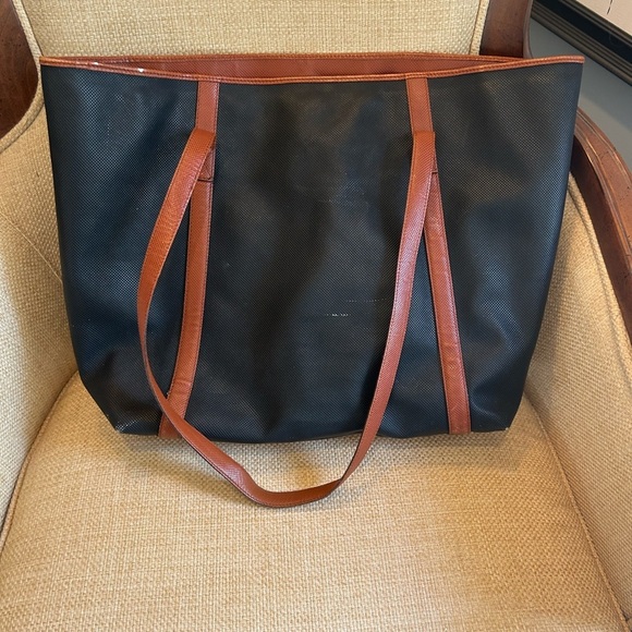 Vintage BOTTEGA VENETA Black Brown Coated Canvas Tote Handbag - Picture 2 of 8